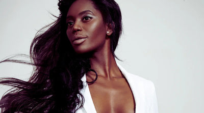 A gorgeous Black model with long black hair