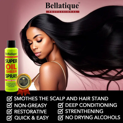 Designed Bellatique® Professional Super Oil Sheen Spray highlights sheet