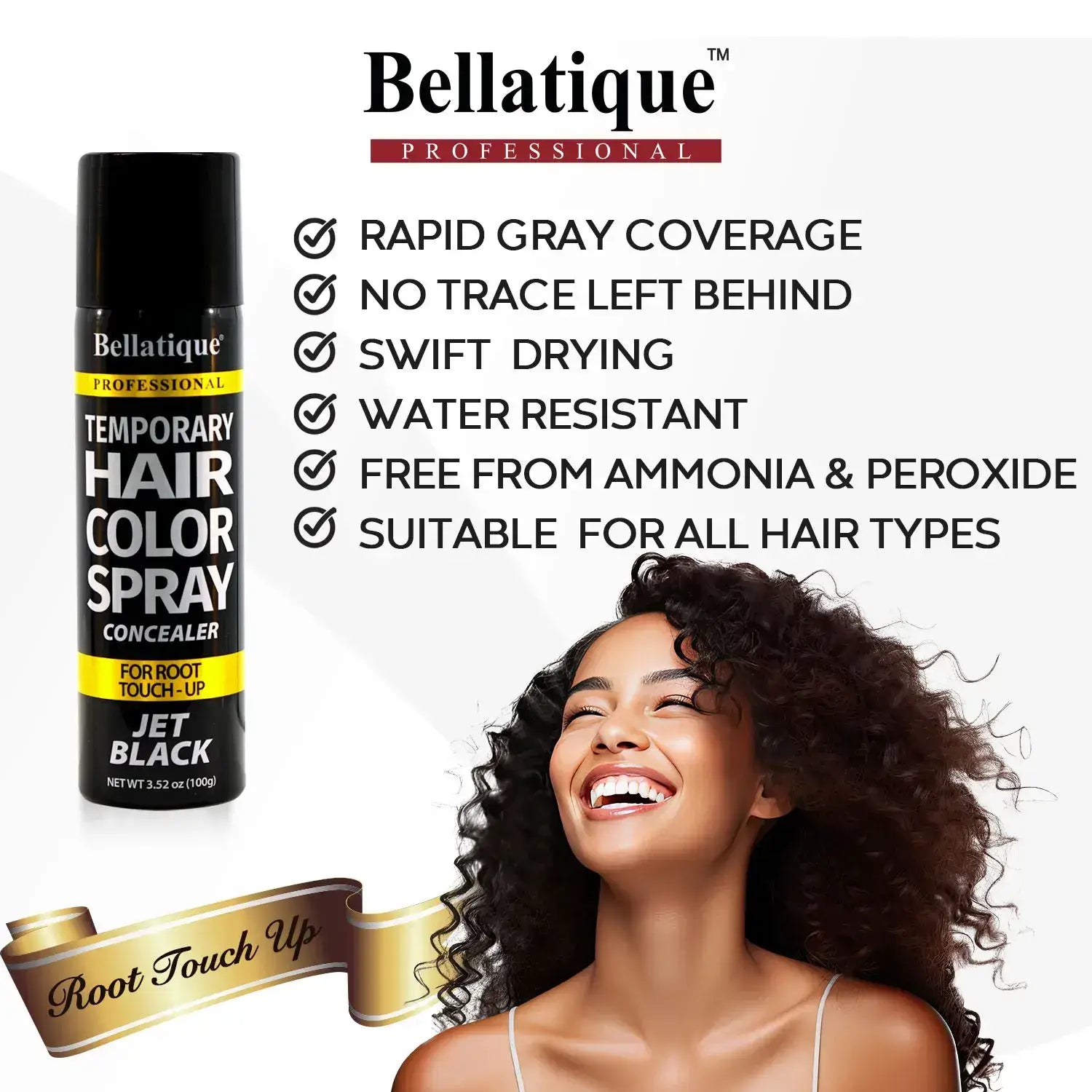 Designed Bellatique® Professional Temporary Hair Color Spray highlights and benefits sheet