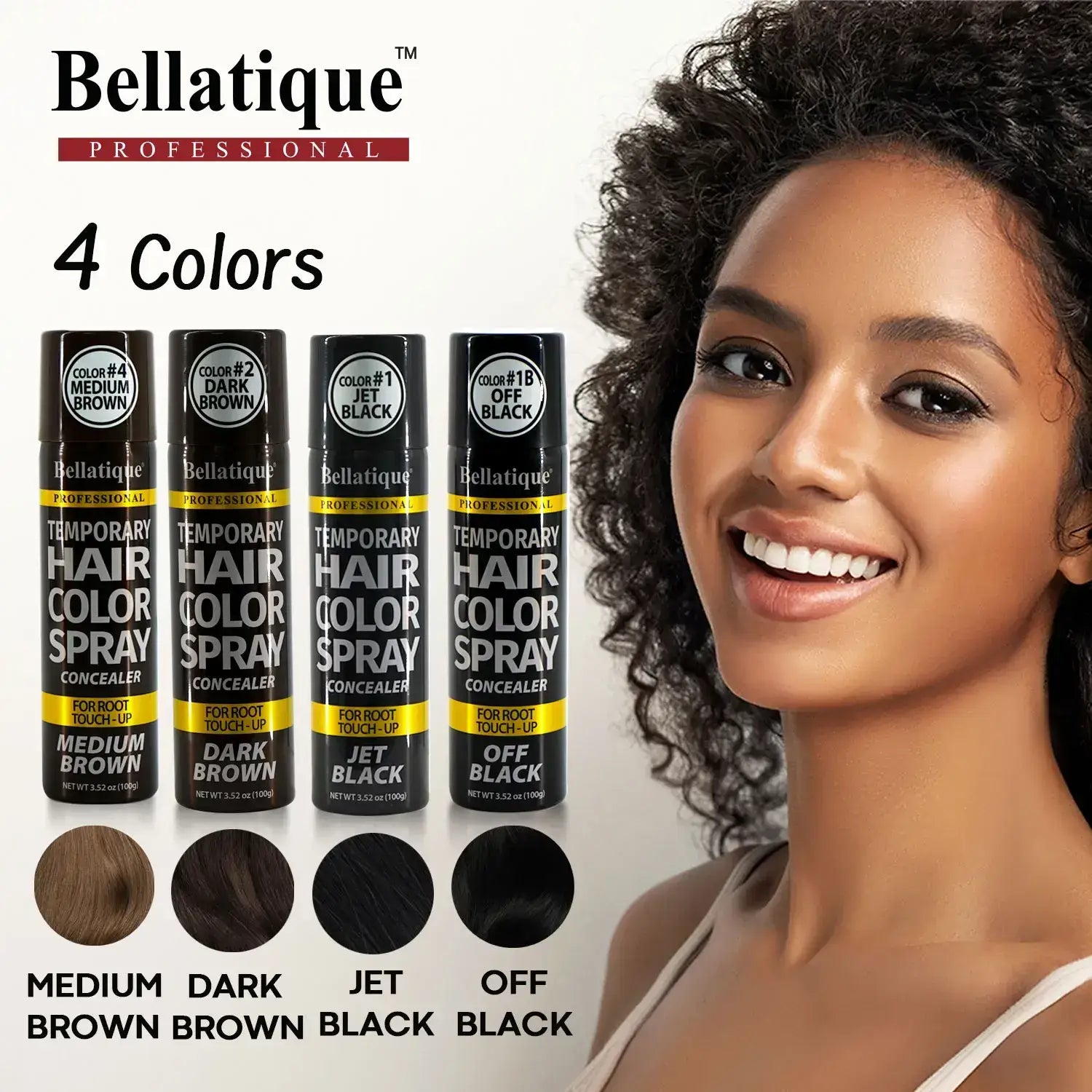 Designed Bellatique® Professional Temporary Hair Color Spray available colors sheet