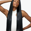 A model facing forward with Sensationnel® Pearlish™ Straight hair bundles