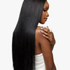 Partial back profile of a model with Sensationnel® Pearlish™ Straight hair bundles